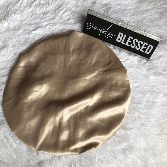 New Beige Mulberry Silk Sleep Hair Cap Bonnet Cover for Adults Unisex Hair - Picture 2 of 5